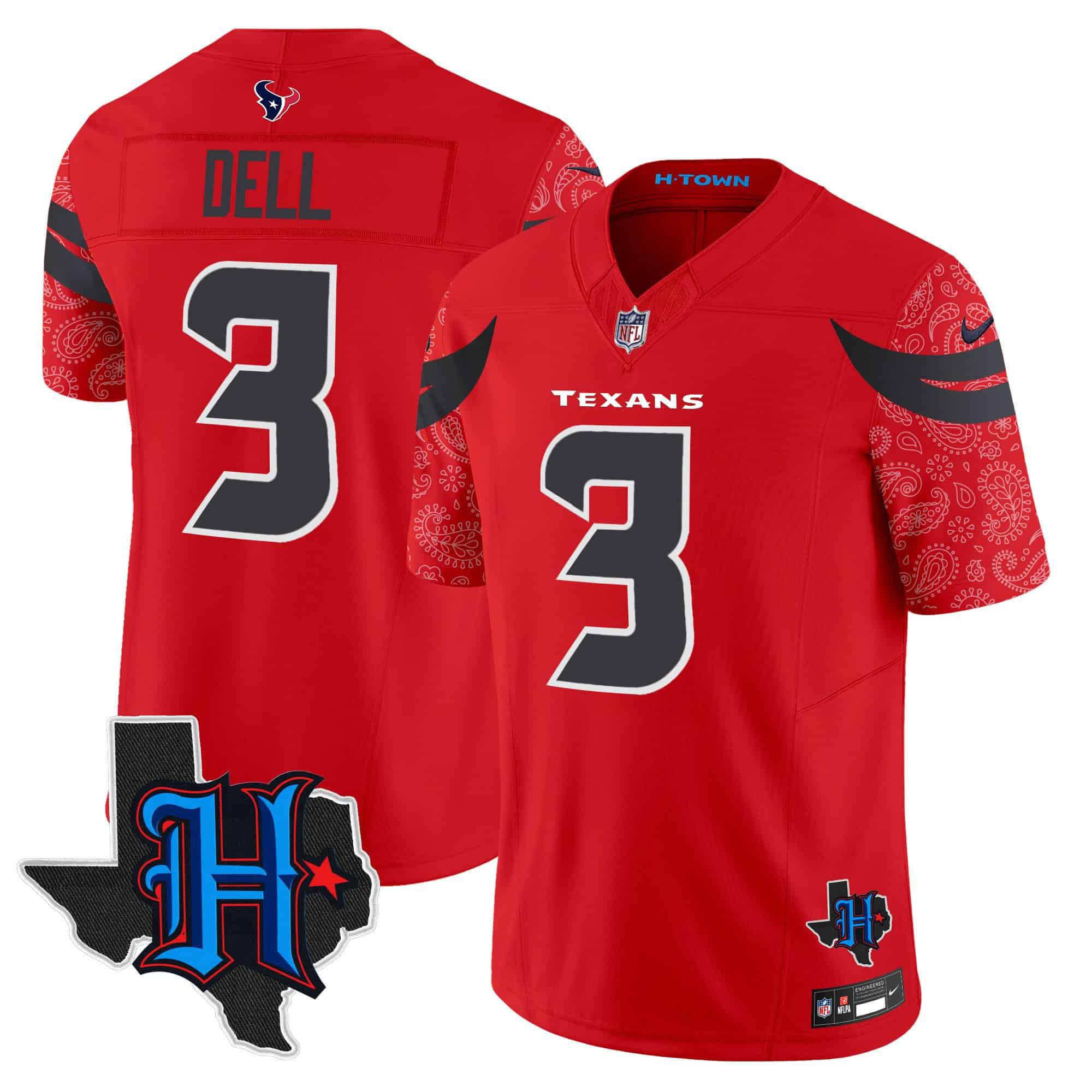 Men Houston Texans #3 Dell Red 2024 Nike Texas Patch Vapor Limited NFL Jersey->indianapolis colts->NFL Jersey